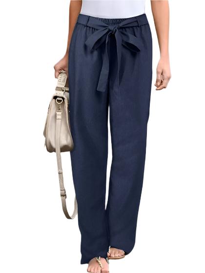 Women's Cotton And Linen Casual Solid Color Pants - CLOTHFN