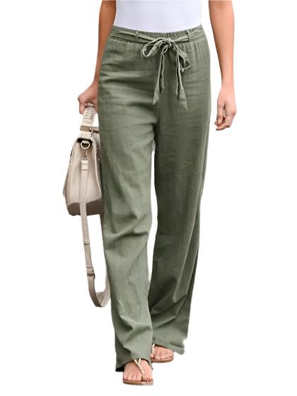 Women's Cotton And Linen Casual Solid Color Pants - CLOTHFN