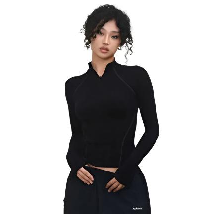 Women's Fashion Long-sleeve Zipper Base All-matching Top - CLOTHFN