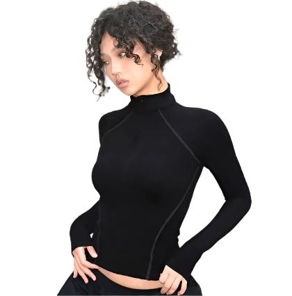 Women's Fashion Long-sleeve Zipper Base All-matching Top - CLOTHFN