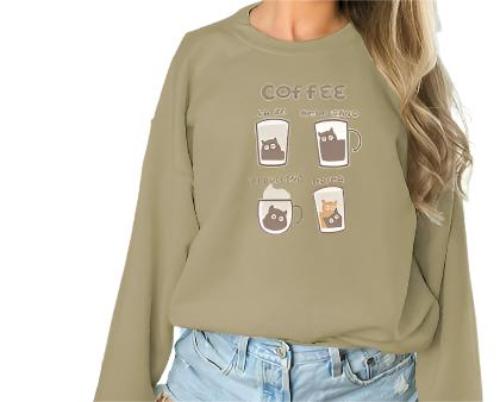 Women's Fashionable Solid Color Printed Long Sleeved Sweatshirt - CLOTHFN