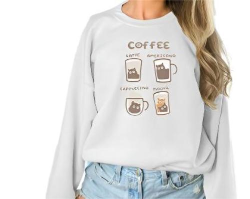 Women's Fashionable Solid Color Printed Long Sleeved Sweatshirt - CLOTHFN