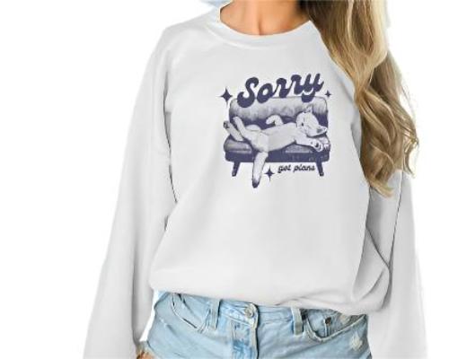 Women's Fashionable Solid Color Printed Long Sleeved Sweatshirt - CLOTHFN