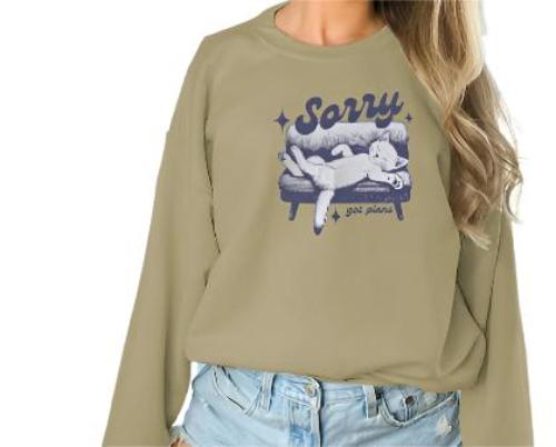 Women's Fashionable Solid Color Printed Long Sleeved Sweatshirt - CLOTHFN