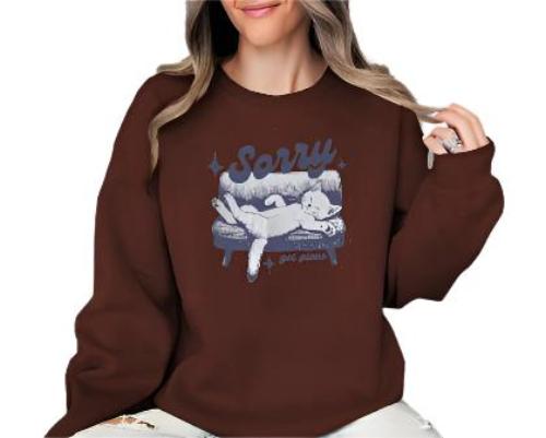 Women's Fashionable Solid Color Printed Long Sleeved Sweatshirt - CLOTHFN