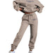 Women's Letter Printed Hoodie Trousers Suit - CLOTHFN