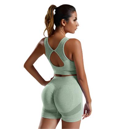 Women's Vest And Shorts Tracksuit Seamless 2pcs Yoga Set - CLOTHFN