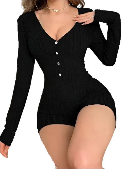 Women's Sexy Slim Fit Ribbed Knit Jumpsuit - CLOTHFN