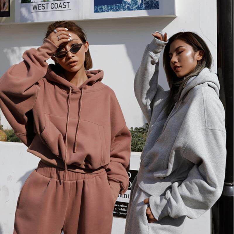 Autumn and Winter Women's Casual Hoodie Coat Sports Suit - CLOTHFN