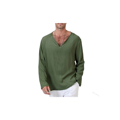 Men's Ethnic Style Cotton And Linen T-Shirt - CLOTHFN
