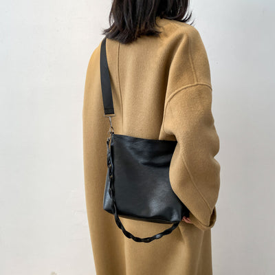 Women's Wide Shoulder Strap Bucket Bag - CLOTHFN