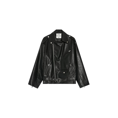Women Casual Loose Leather Jacket - CLOTHFN